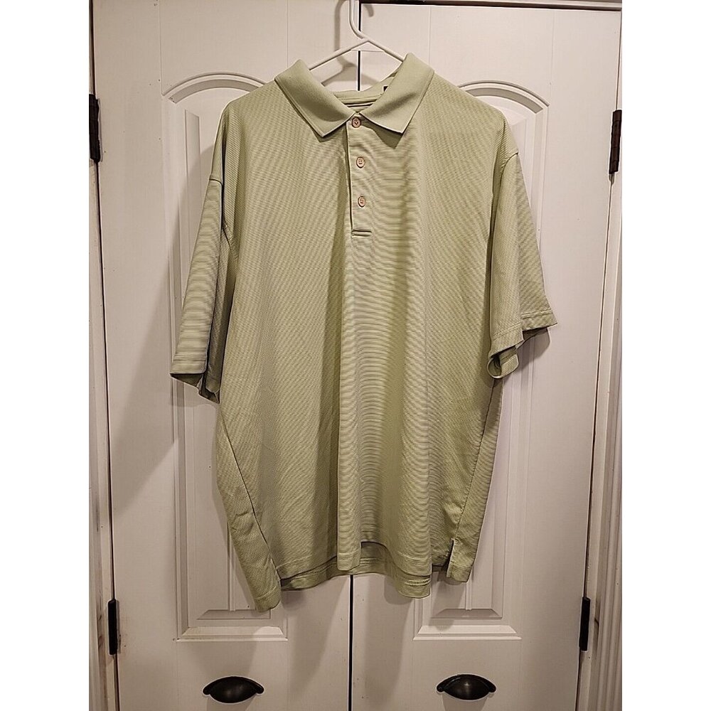 Cubavera Polo Shirt Mens XXL 2XL Golf Lime Green Ribbed Short Sleeve